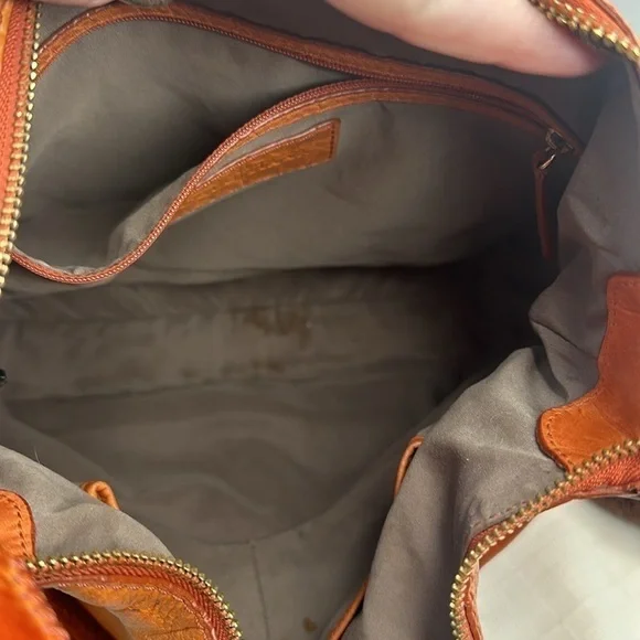 Cole Haan pop of color orange creamsicle leather hobo bag